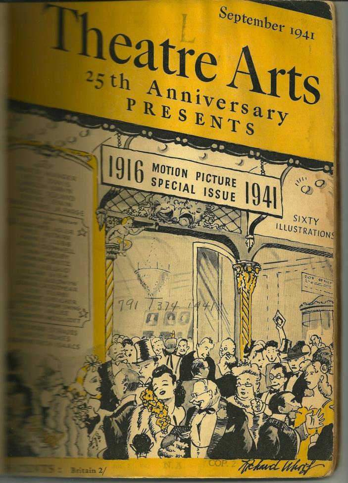 FREE SHIPPING THEATRE ARTS MONTHLY MAG 1941 Sept 25TH ANNIV  MOTION PIC SP ISSUE