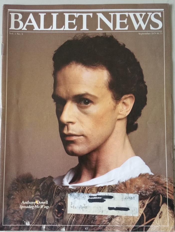 Vtg magazine Ballet News, Sept. 1979 Anthony Dowell, glossy, color