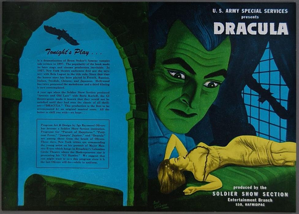 c1945 WWII USO Soldier Show Theatre Program DRACULA Army Special Services Hawaii