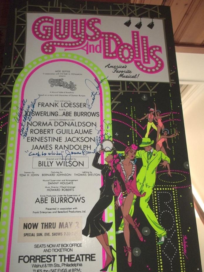 GUYS & DOLLS Signed Poster Forrest Theatre Very Rare!!