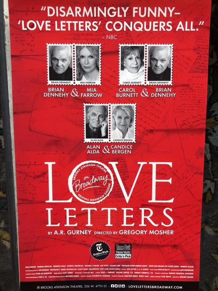 LOVE LETTERS-2 Posters! One Signed!-Alda & Candice Bergen! Broadway Window Cards