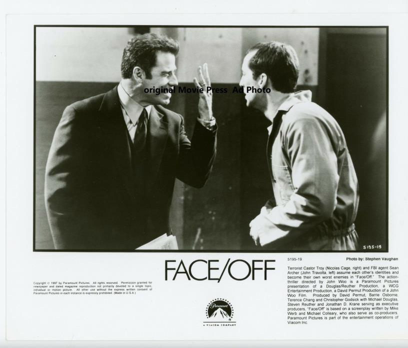 1997 Movie Ad Photo Face Off Nicholas Cage John Travolta Vintage 8