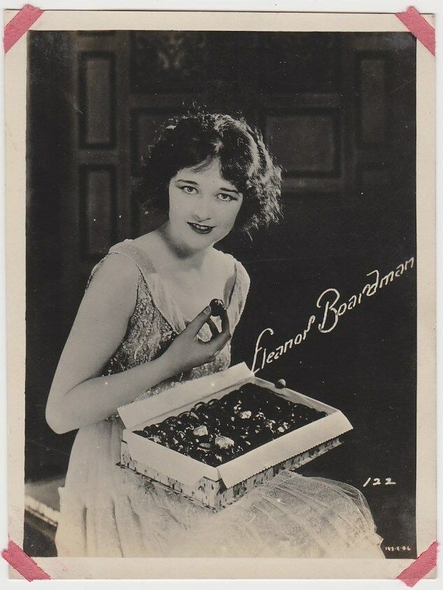 Eleanor Boardman w/Box of Chocolates 1920s FOX TONE PRINT 3x4 Real Photograph