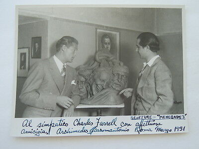 Charles Farrell Personal Photo Signed by Sculpture Archimedes Giacomantonio Rome