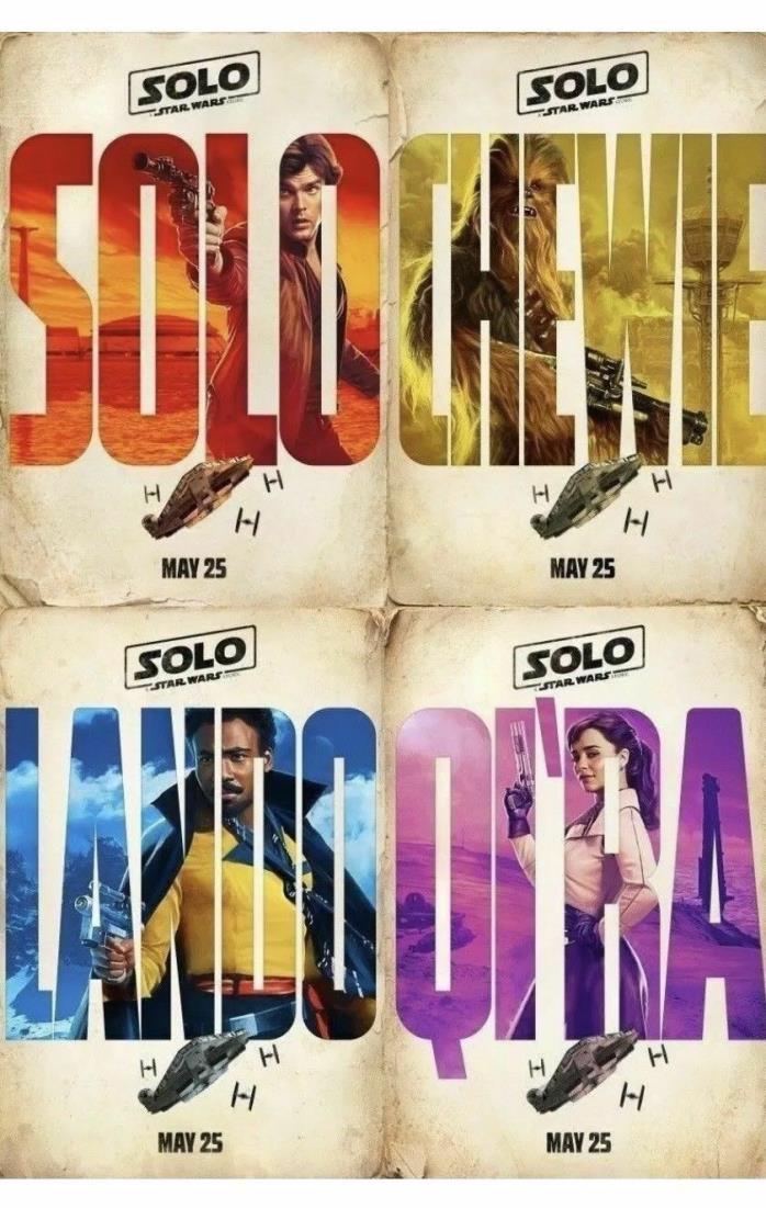 SOLO: A Star Wars Story Complete Teaser Four Poster Set: Solo Chewie Lando Qi'ra