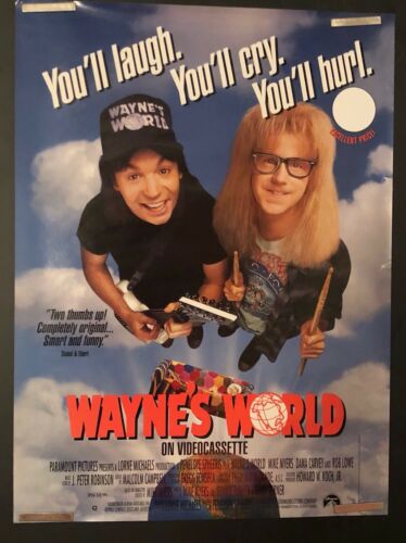 WAYNE’S WORLD Original Movie Poster 1992 RARE MIKE MYERS DANA CARVEY ROB LOWE