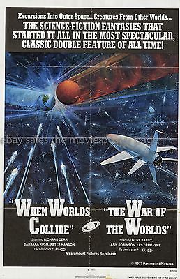 War of the Worlds Worlds Collide US combo one-sheet movie poster R1977