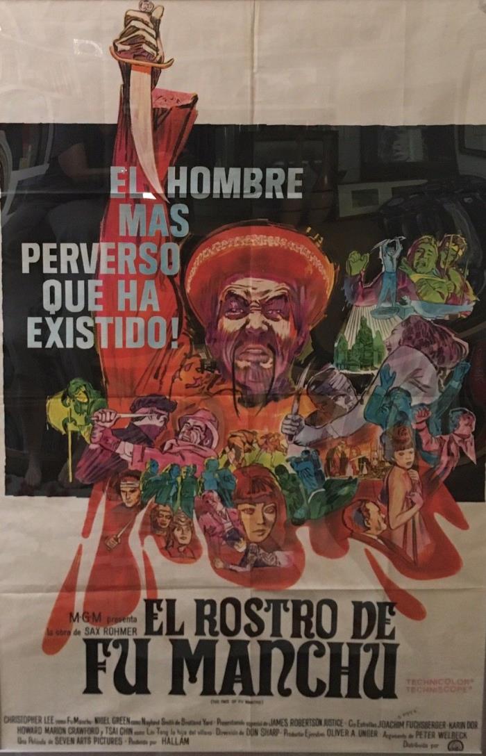 El Rostro de Fu Manchu - Original 1965 Spanish Language Movie Poster