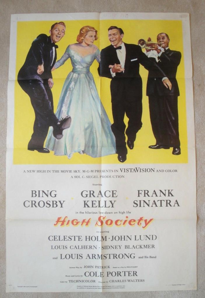 FRANK SINATRA GRACE KELLY BING CROSBY Original Vintage HIGH SOCIETY MGM POSTER
