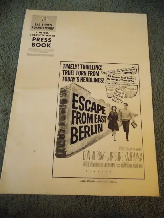 ESCAPE FROM EAST BERLIN(1962)DON MURRAY ORIGINAL PRESSBOOK
