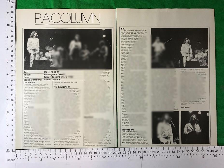 Steeleye Span vintage article / feature live Birmingham Odeon December 1980