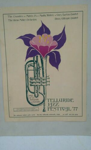 1st TELLURIDE JAZZ FESTIVAL 1977 CONCERT POSTER Dizzy Gillespie, Muddy Waters