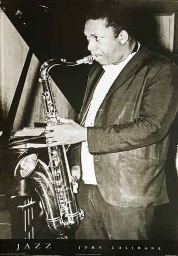 John Coltrane Playing Sax Black & White 1996 Poster 24 x 34