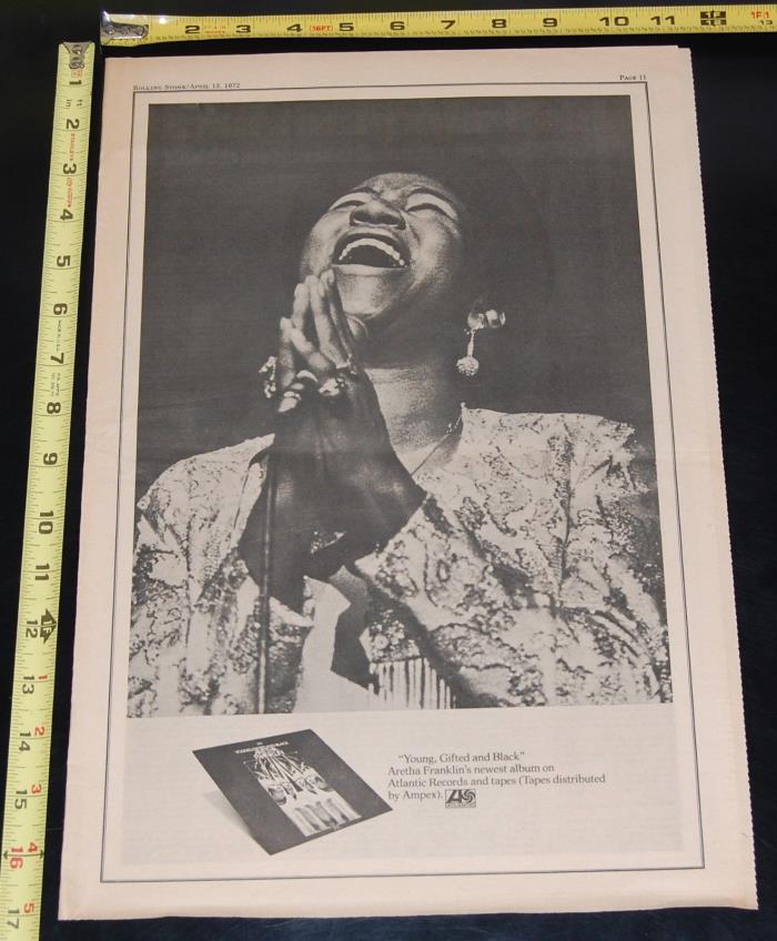 ARETHA FRANKLIN Young Gifted & Black 1972 Record Album Ad 11x17 Queen Of Soul