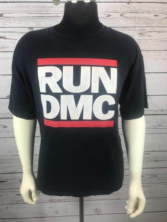 Men's Medium RUN DMC  Hip Hop Black Red White Logo Graphic Tee Shirt