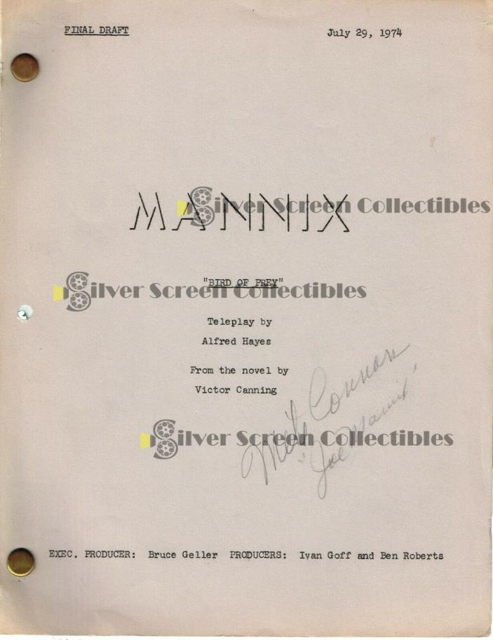 MANNIX - MIKE CONNORS AUTOGRAPHED ORIGINAL SCRIPT w/COA
