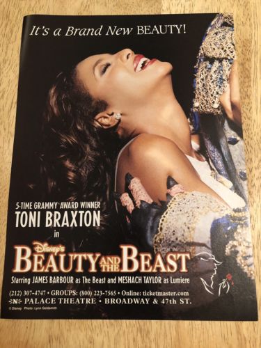 TONI BRAXTON in DISNEY'S BEAUTY AND THE BEAST  - 1998 Broadway Play Magazine Ad