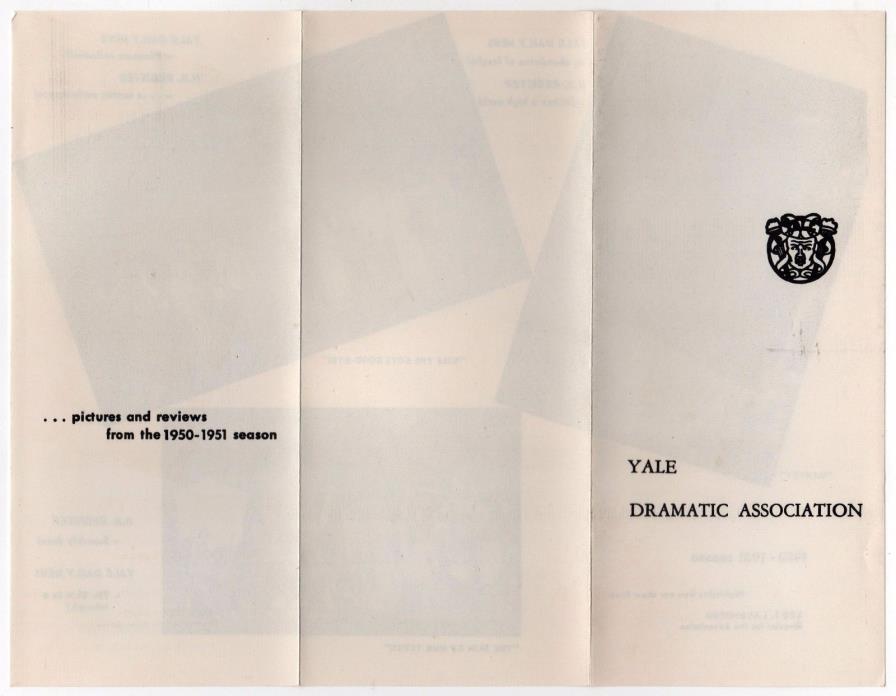 Rare YALE UNIVERSITY 1950 1951 Dramatic Association Brochure THEATER College CT