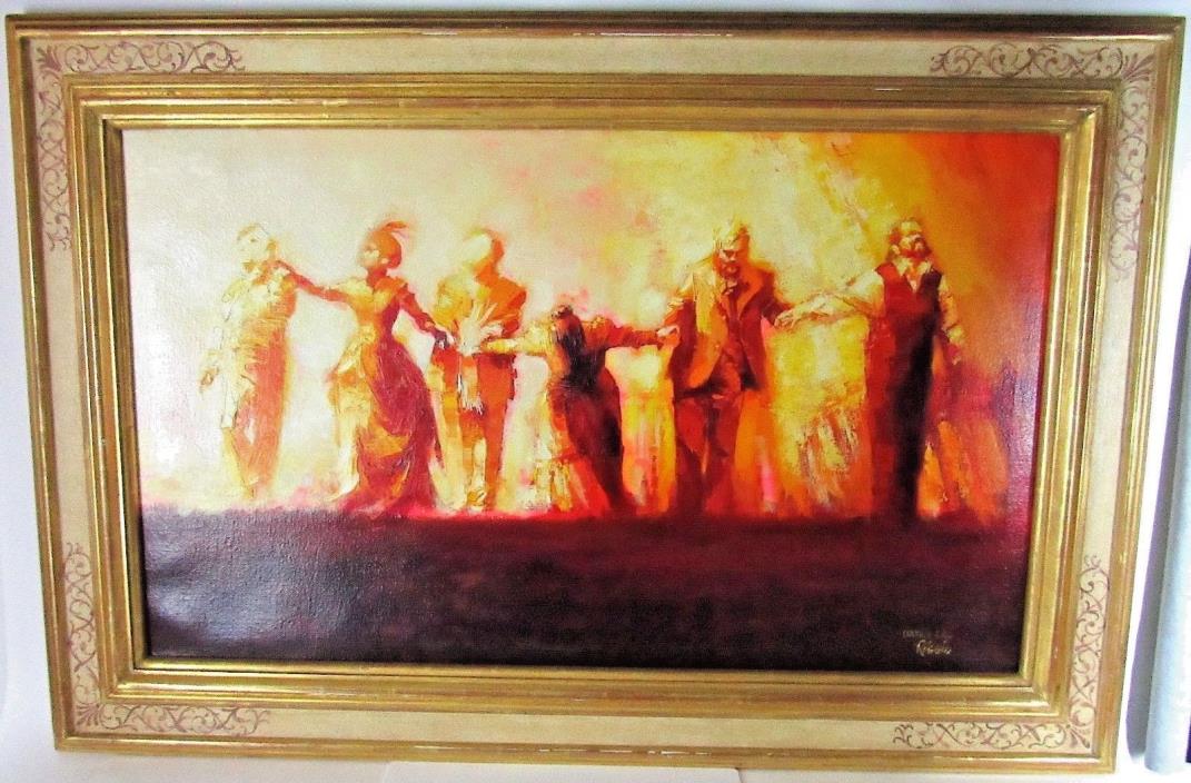 Signed Jack Riggio Curtain Call Oil On Canvas Theater Opera Painting Pavarotti