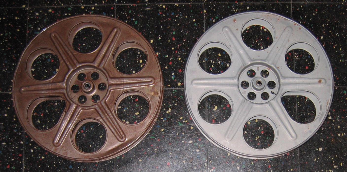 2 Vintage FILM REELS Goldberg Bro projector movie theater steampunk house cinema