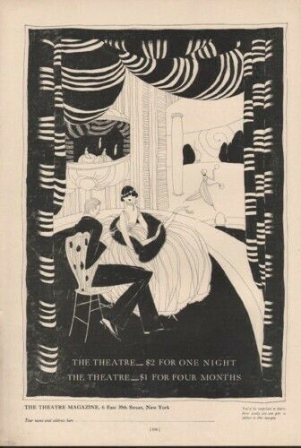 1916 THEATER BALCONY ACTOR BALL GOWN DANCE MUSIC  DECO DECOR AD8649
