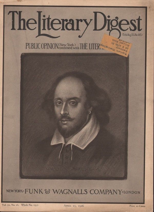 1916 WILLIAM SHAKESPEARE LONDON PLAYWRIGHT ACTOR THEATER STAGE COVER 19262