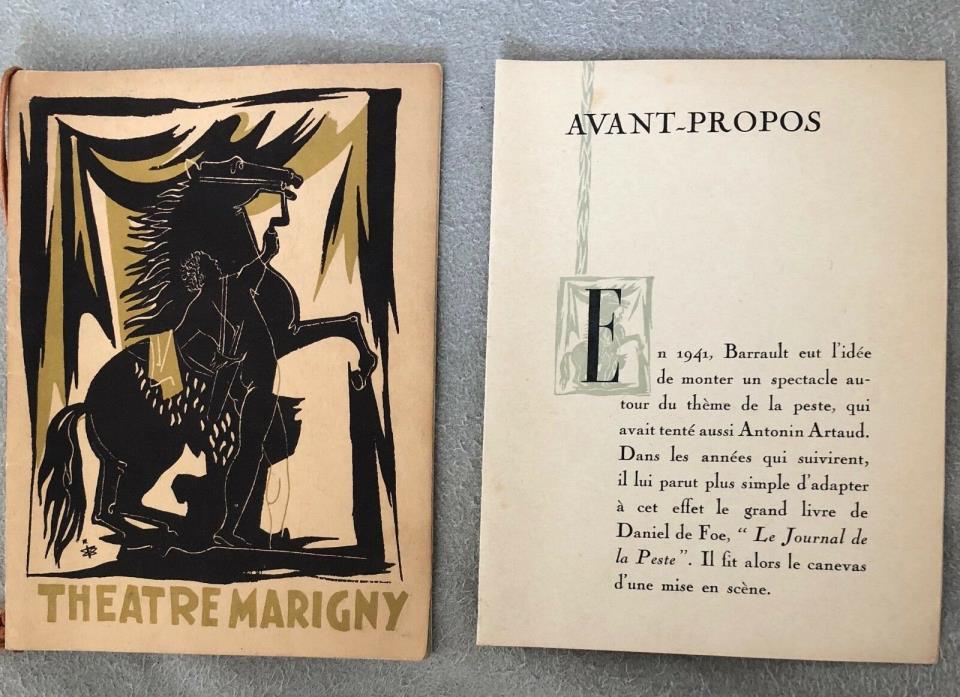 vintage 1940s theater program playbill Theatre Marigny Paris France deco adverts