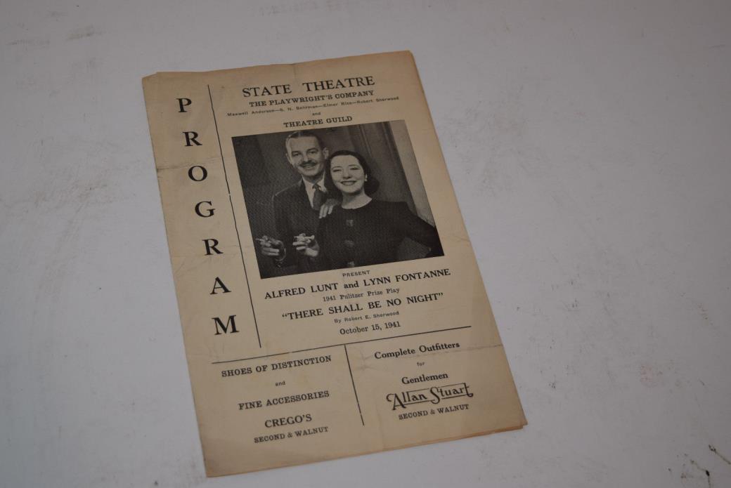 Vintage 1941 Theatre Playbill - 