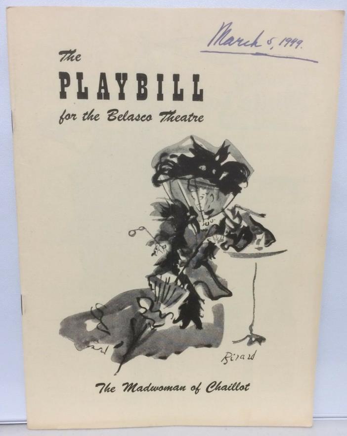 1949 Playbill THE MADWOMAN OF CHAILLOT Jean Giraudoux JOHN CARRADINE
