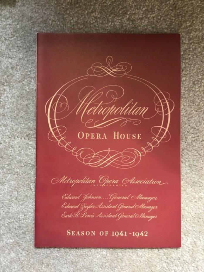 Metropolitan Opera House, NY - Season of 1941-1942; February 13, 1942 ‘TOSCA’