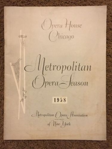 Opera House Chicago Program Metropolitan Opera Season 1958 Ads Coke
