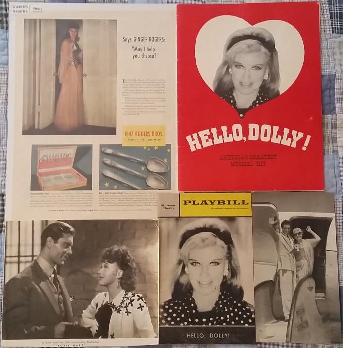 Ginger Rogers Vintage Memorabilia 1940's To 60's Five Great Items Free Shipping