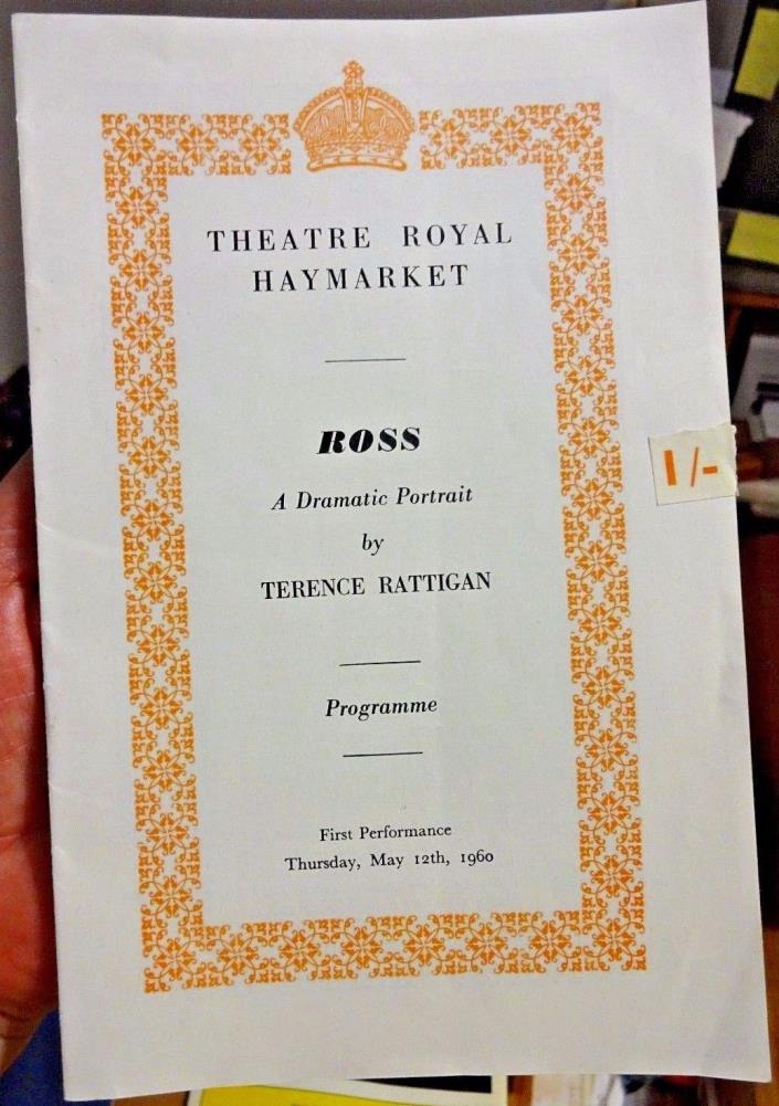 Theater Royal Haymarket Alec Guinness As Ross by T. Rattigan Program 1960 UK