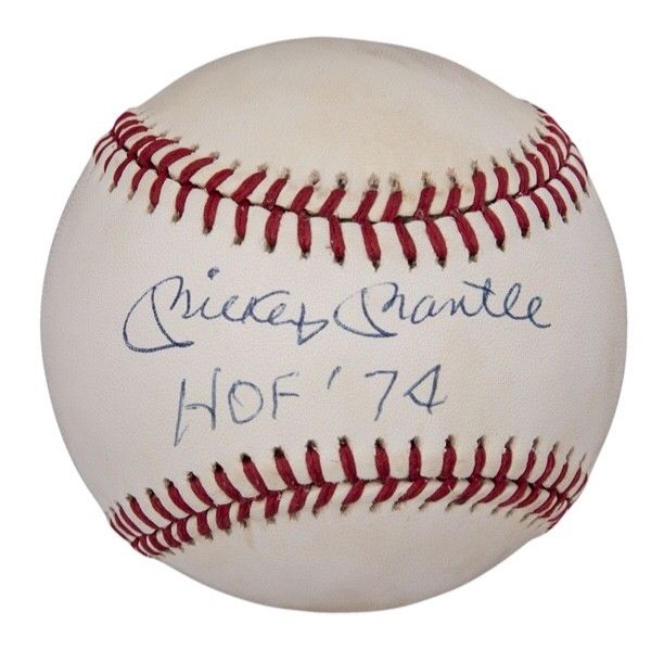 Mickey Mantle MINT SIG W/ “HOF 74” OAL Baseball. DUAL Auth by JSA/Mantle Museum
