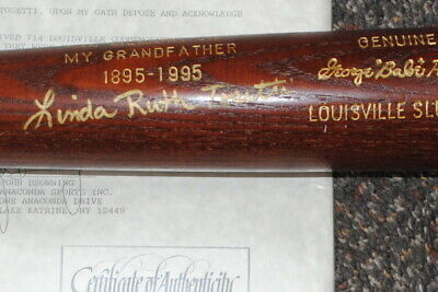 VTG BABE RUTH SIGNED AUTOGRAPHED BAT BY GRANDAUGHTER LINDA RUTH TOSETTI COA