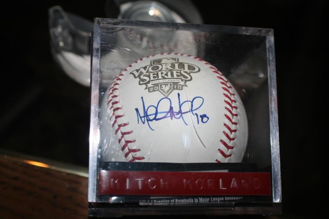 Mitch Moreland Autographed 2010 World Series Ball  w/qube
