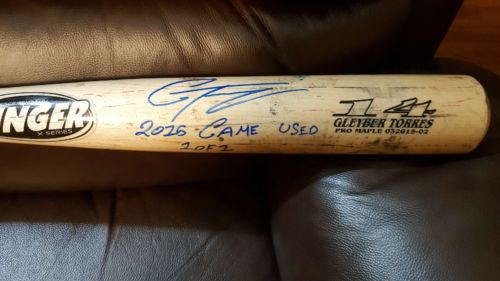 Gleyber Torres Game Used Signed Auto Inscribed 1 Of 1 Bat JSA Yankees