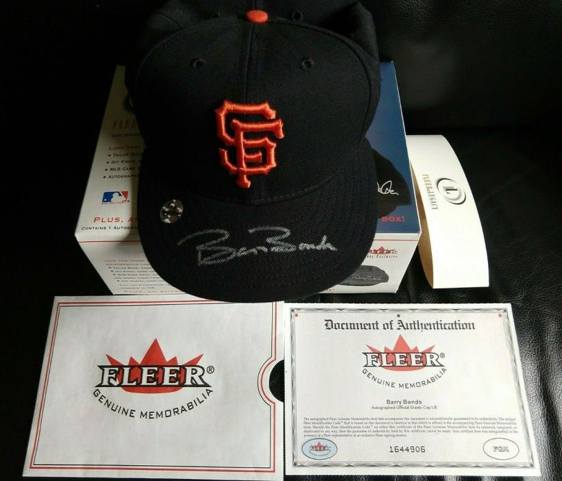 BARRY BONDS 2001 FLEER LEGACY SIGNED NEW ERA MLB CAP SF SAN FRANCISCO GIANTS HAT