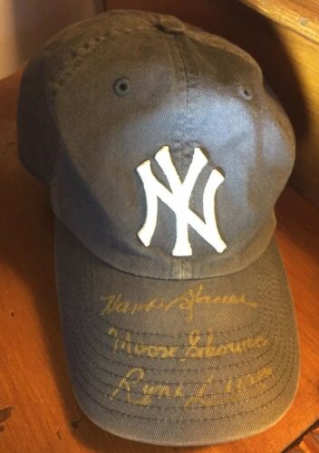 Autographed New York Yankees Hat Bauer Skowron Duren All-Stars World Series NY