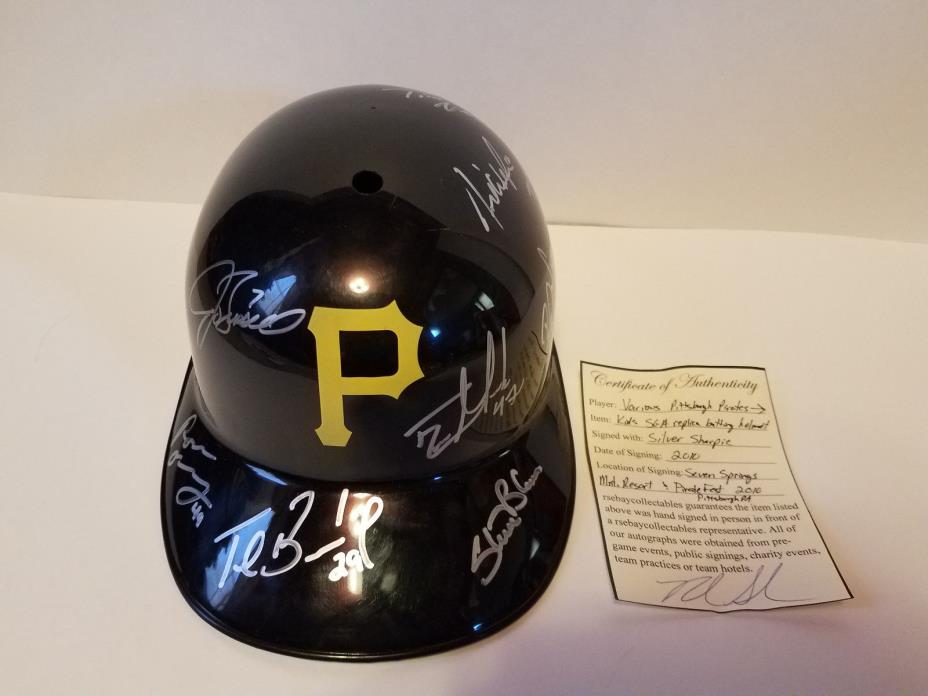 Pittsburgh Pirates Team autographed helmet, Neil Walker, Bob Walk, Steve Blass