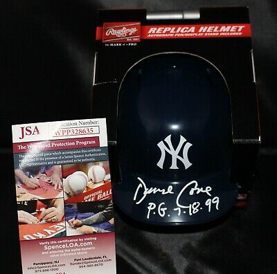 David Cone Signed New York Yankees Mini Batting Helmet W/P.G. 7.18.99 -  JSA WPP