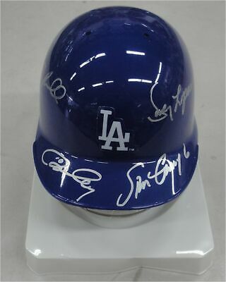 Bill Russell Ron Cey Steve Garvey Davey Lopes Signed Mini Helmet Dodgers Infield