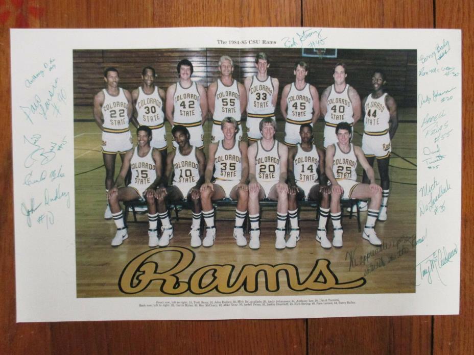 1984 Colorado State Men's Basketball Photo(13 Sign/w/TONY McANDREWS/ANTHONY LEE)
