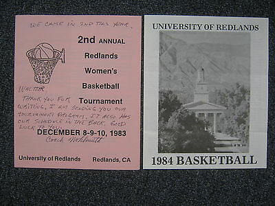 1983-84 REDLANDS Women's Basketball Program(12 Signed/JOE  WOHLMUTH/TERRI RUSSO)