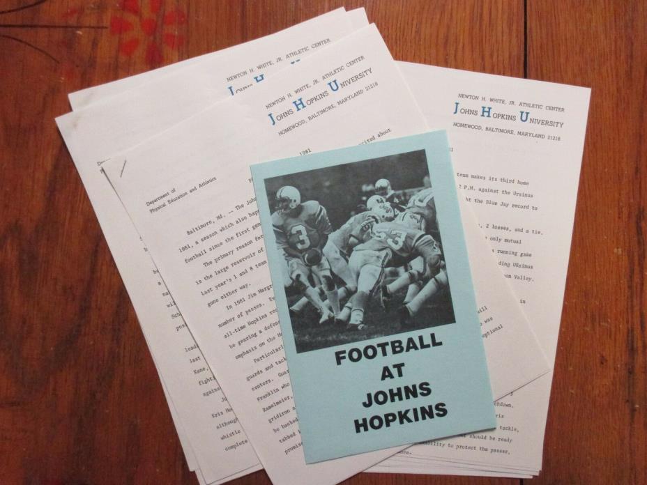 1981  Johns  Hopkins  Football  Game  Program + 5 Newsletters (w/JERRY  PFEIFER)