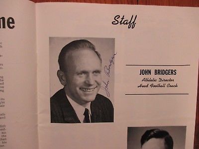 JOHN  BRIDGERS (Died in 2006) Signed 1960  Baylor  University Football Program