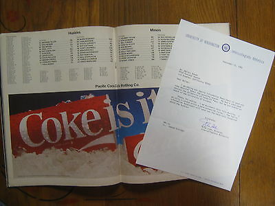 1982 WASHINGTON HUSKIES Football Program(+ Letter Signed by Mike Lude (Ath. Dir.