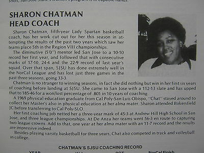 1980-81 SAN JOSE STATE Lady Spartans Media Guide (SHARON  CHATMAN/ELINOR  BANKS)