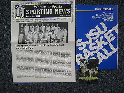 1981-82 SAN JOSE STATE Lady  Spartans Guide/Schedule/Newsletter(w/SHARON CHATMAN