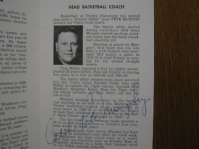 1973-74 TRINITY University Mens  Basketball Guide(12 Sign/PETE MURPHY/BOB MURPHY